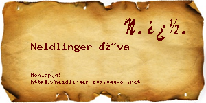Neidlinger Éva névjegykártya